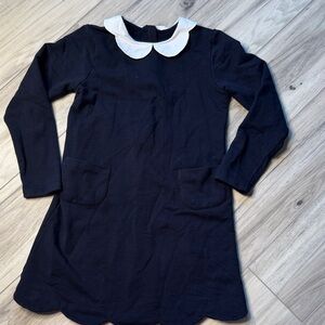 Classic Navy Fleece Dress with White Collar